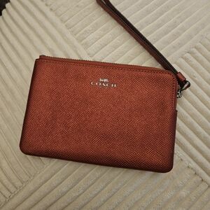 Coach Metallic Red Wristlet